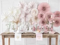 PartyDeco Wedding Decorations Beige Paper Fan Set