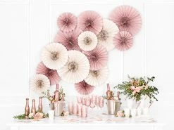 PartyDeco Wedding Decorations Beige Paper Fan Set