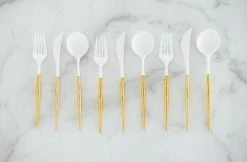 Favor Lane WEDDINGS Bella Reusable Cutlery 24 Pce - Gold