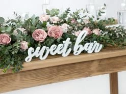 PartyDeco White Wooden 'Sweet Bar' Script Sign