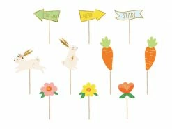 PartyDeco Cupcake + Food Toppers Easter Egg Hunt Kit