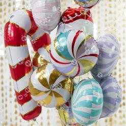 PartyDeco Shape + Novelty Foil Balloons Candy Swirl Balloon - Mixed Colours