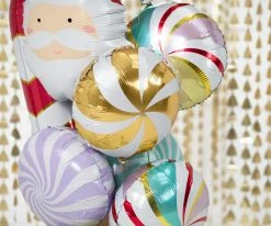 PartyDeco Shape + Novelty Foil Balloons Candy Swirl Balloon - Gold Satin