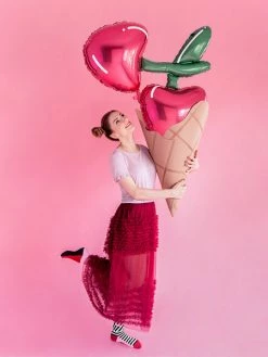 PartyDeco Foil Cherry Balloon Shape + Novelty Foil Balloons 10 PartyDeco Foil Cherry Balloon Shape + Novelty Foil Balloons