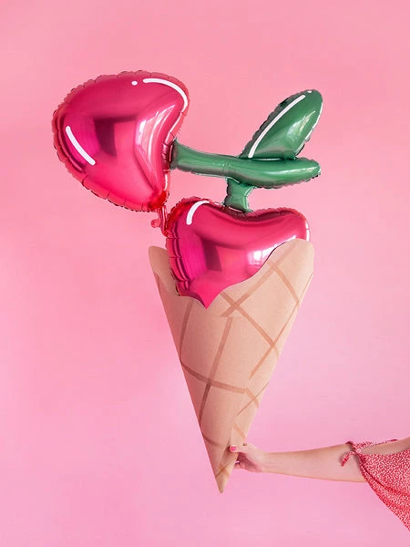 PartyDeco Foil Cherry Balloon Shape + Novelty Foil Balloons 6 PartyDeco Foil Cherry Balloon Shape + Novelty Foil Balloons