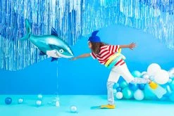 PartyDeco Jumbo Glossy Foil Shark Balloon