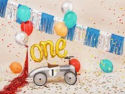 PartyDeco Letter + Word Balloons Foil Gold Script 'One' Balloon