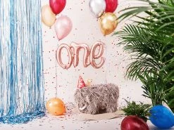 PartyDeco Letter + Word Balloons Foil Rose Gold Script 'One' Balloon