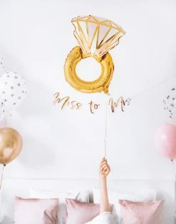 PartyDeco Foil Diamond Ring Balloon - Gold WEDDINGS