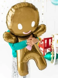 PartyDeco Gingerbread Man Foil Balloon Shape + Novelty Foil Balloons