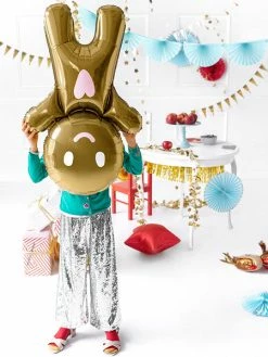 PartyDeco Gingerbread Man Foil Balloon Shape + Novelty Foil Balloons