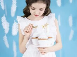 PartyDeco WEDDINGS Elegant Bliss Gold Rimmed Cupcake/Muffin Wrappers - White