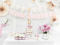 PartyDeco Wedding Cake Accessories Elegant Bliss Gold Rimmed Cupcake/Muffin Wrappers - Blush Pink