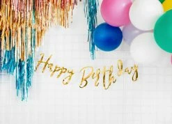 PartyDeco Gold Happy Birthday Bunting Paper Garlands + Buntings