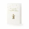 PartyDeco Merry Little Christmas Card With Enamel Gingerbread Man Badge