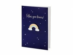 PartyDeco Follow Your Dreams! Card With Rainbow Enamel Badge