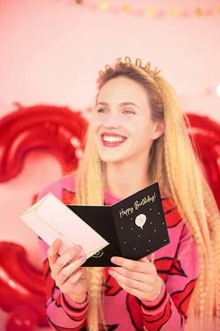 PartyDeco Cards 30th Birthday Card With Balloon Enamel Badge