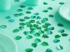PartyDeco Confetti + Scatters Confetti - Metallic Green Monstera Leaves