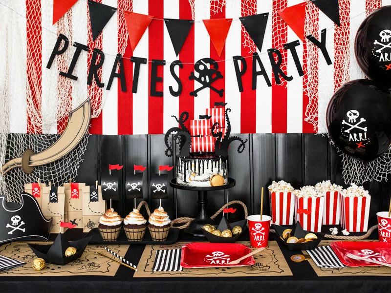 PartyDeco Pirate Party Cupcake Wrapper + Topper Kit 8 PartyDeco Pirate Party Cupcake Wrapper + Topper Kit