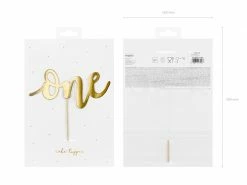 PartyDeco 'One' Script Gold Cake Topper Cake Toppers