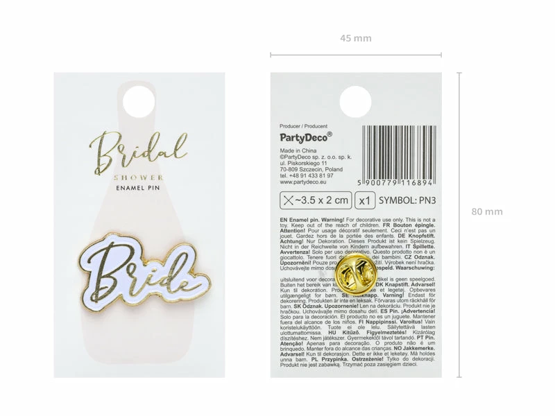 PartyDeco Wedding Decorations Bridal Shower 'Bride' Enamel Badge 5 PartyDeco Wedding Decorations Bridal Shower 'Bride' Enamel Badge