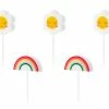 PartyDeco Daisy + Rainbow Birthday Candle Set Candles
