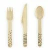 PartyDeco Black Print Wooden Cutlery 18pk WEDDINGS