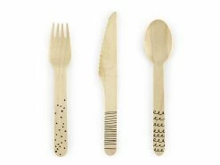 PartyDeco Black Print Wooden Cutlery 18pk WEDDINGS