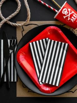 PartyDeco Black + White Stripe Napkins Napkins - Prints + Shapes