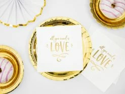 PartyDeco All You Need Is LOVE Gold Foiled Paper Napkins Wedding Tableware