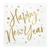 PartyDeco Gold Foiled Happy New Year White Napkins Napkins - Prints + Shapes