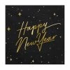 PartyDeco Gold Foiled Happy New Year Black Napkins