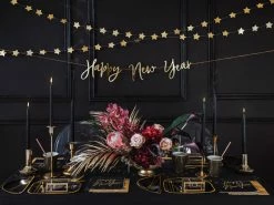 PartyDeco Gold Foiled Happy New Year Black Napkins