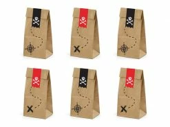 Favor Lane Mini Kraft Pirate Party Paper Bags With Stickers