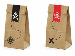 Favor Lane Mini Kraft Pirate Party Paper Bags With Stickers