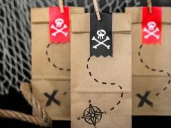 Favor Lane Mini Kraft Pirate Party Paper Bags With Stickers