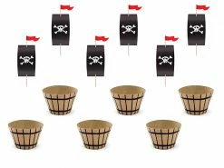 PartyDeco Pirate Party Cupcake Wrapper + Topper Kit