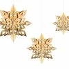 PartyDeco Backdrops Hanging 3D Gold Snowflakes - 6 Pk