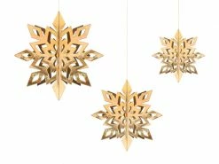 PartyDeco Backdrops Hanging 3D Gold Snowflakes - 6 Pk