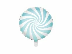 PartyDeco Shape + Novelty Foil Balloons Candy Swirl Balloon - Light Blue