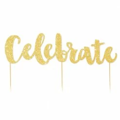 Illume Partyware Gold Glitter 'Celebrate' Cake Toppers