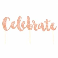 Illume Partyware Rose Gold Glitter 'Celebrate' Cake Toppers WEDDINGS