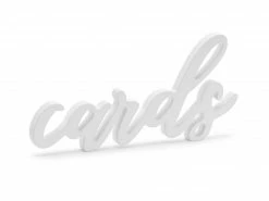 PartyDeco White Wooden 'Cards' Script Sign Wedding Decorations