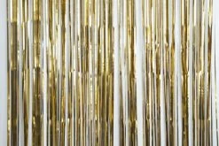 Favor Lane Satin (Chrome) Gold Fringe Curtain Backdrop