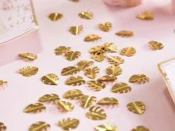 PartyDeco Confetti + Scatters Confetti - Gold Monstera Leaves