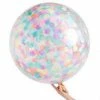 Poppies For Grace JUMBO Clear Pastel Rainbow Confetti Filled Balloon