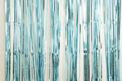 Favor Lane Metallic Light Blue Foil Fringe Curtain Backdrop