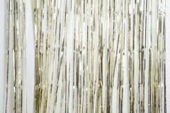 Favor Lane Metallic White Gold Fringe Curtain Backdrop WEDDINGS