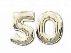 Favor Lane Foil White Gold '50' Balloons 100cm