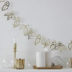 Ginger Ray Gold Holly Garland